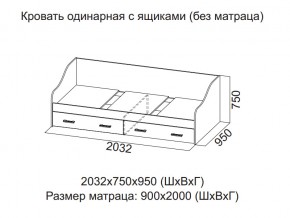 Кровать одинарная с ящиками (Без матраца 0,9*2,0) в Соликамске - solikamsk.магазин96.com | фото